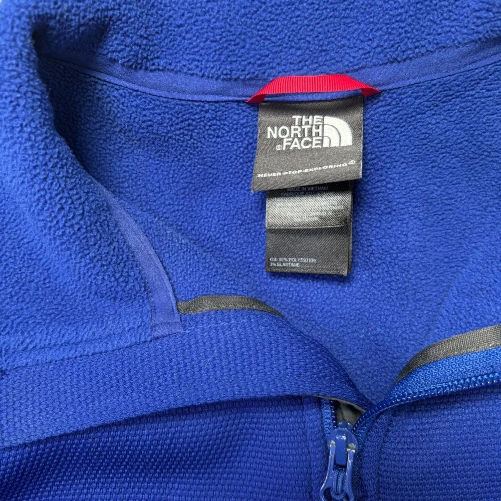 The North Face Mens Blue Grid Fleece Full Zip Jacket Gray Panels Large F12